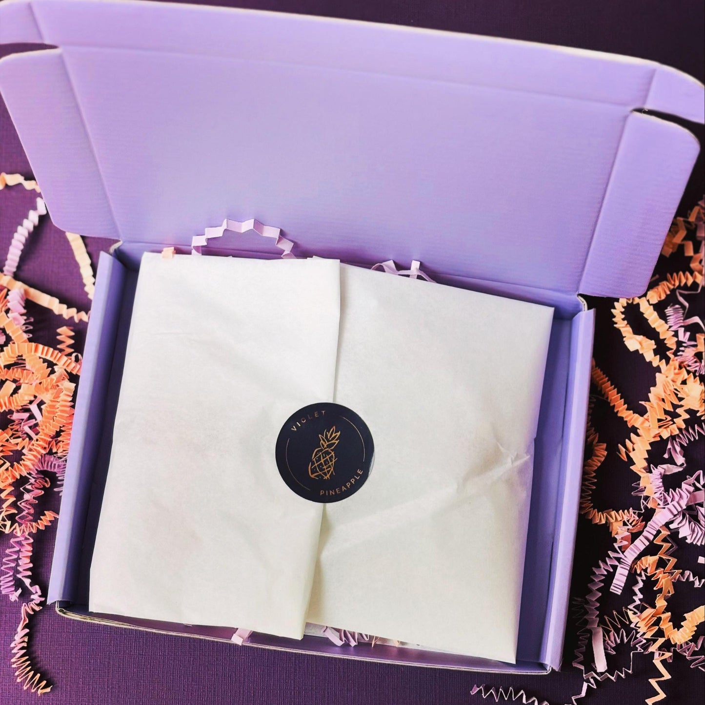 Your order arrives beautifully presented in a 'Violet Pineapple' gift box.