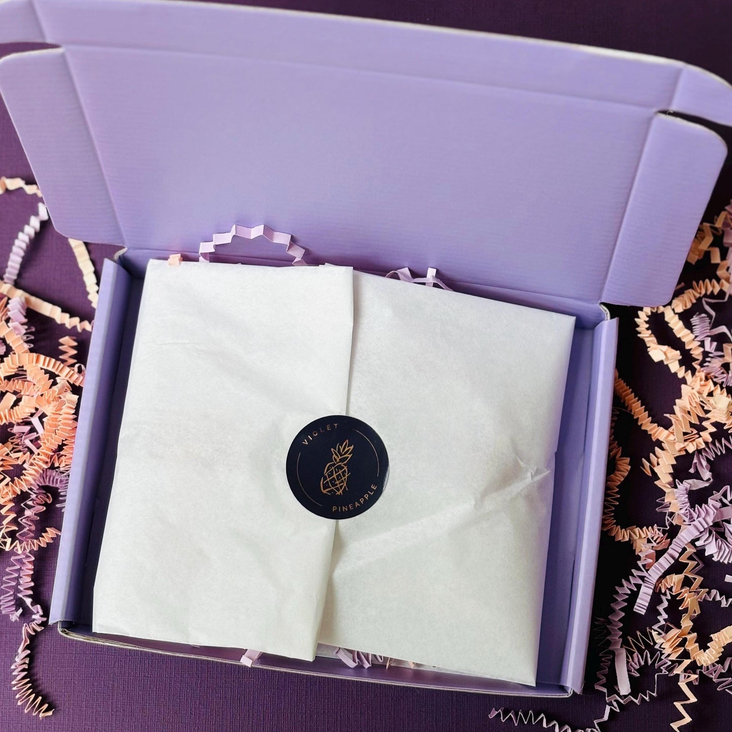 Your order arrives beautifully presented in a 'Violet Pineapple' gift box.