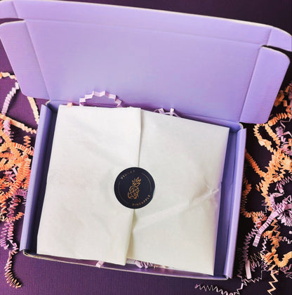 Your order arrives beautifully presented in a 'Violet Pineapple' gift box