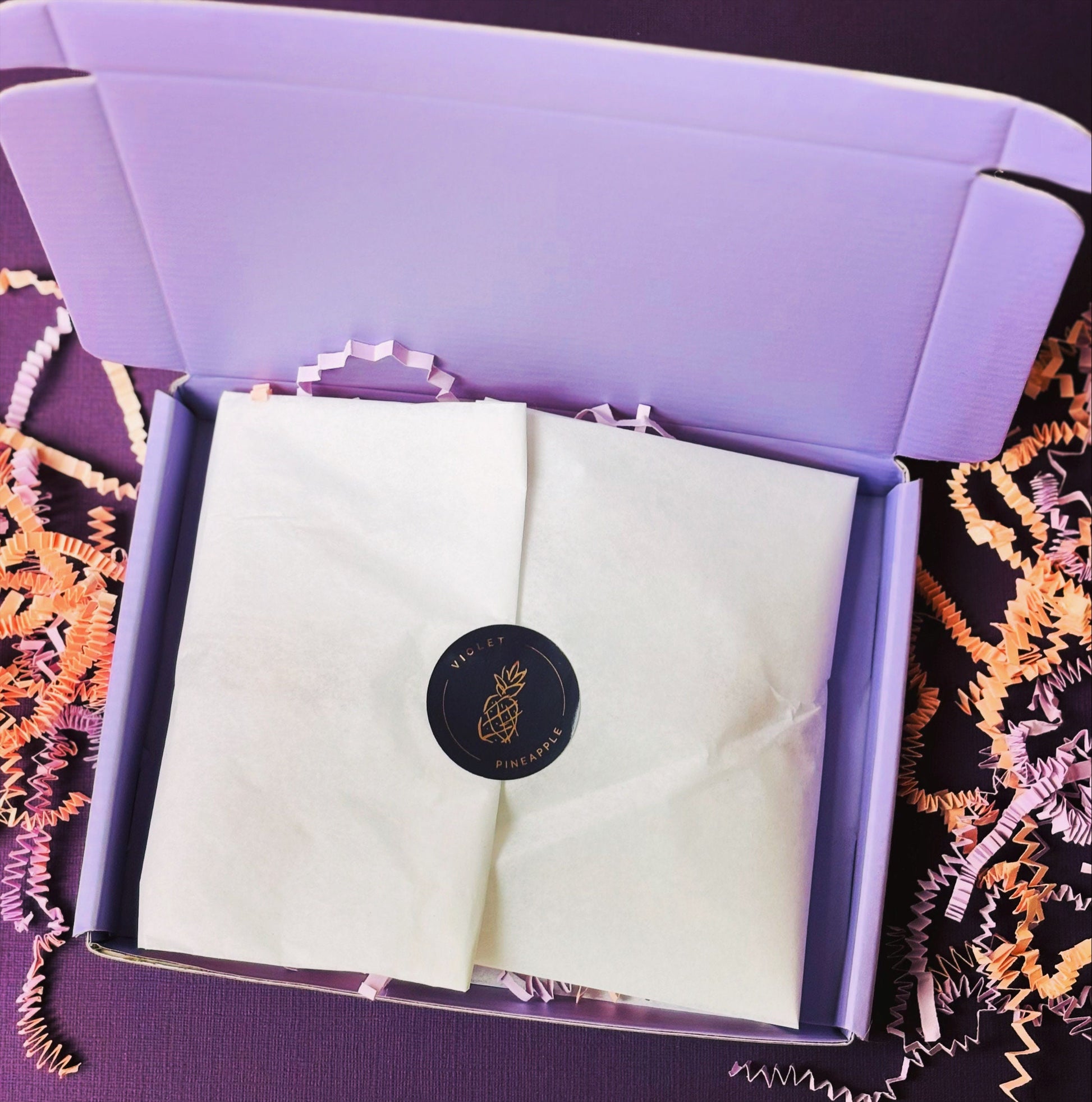Your order arrives beautifully presented in a 'Violet Pineapple' gift box.