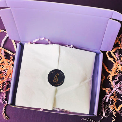 Your order arrives beautifully presented in a 'Violet Pineapple' gift box.