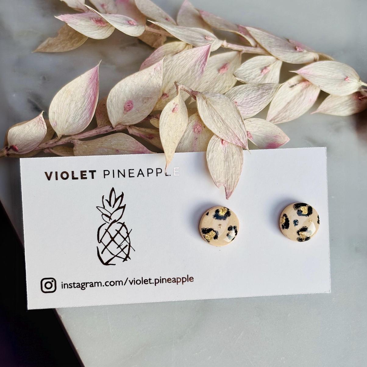 Leopard Print Bracelet & Stud Earring Set - Handcrafted Elegance